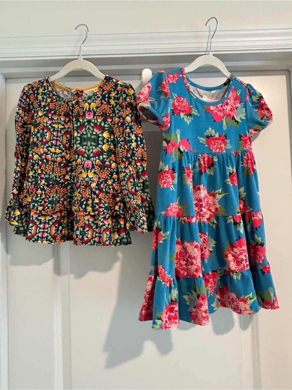 Matilda Jane Size 4 Bundle Floral Tiered Dress in Blue & Pink & Floral Top